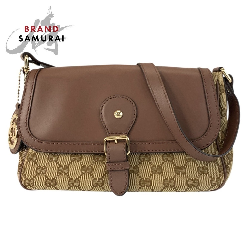 GUCCI Sukey shoulder bag Clutch brown beige GG canvas leather